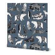 winter animals // bear fabric arctic animals snowy owl fox bears fabric winter animals