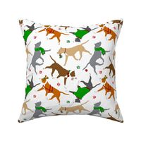 Trotting American Staffordshire Terriers - white Christmas