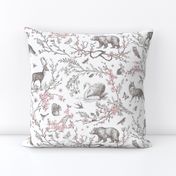 Spring Woodland Toile (pink white/linen) LRG