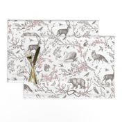 Spring Woodland Toile (pink white/linen) LRG