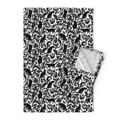 Cats In The Garden / Black On White Background / Medium Scale