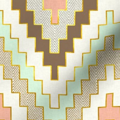 Luxe Chevron in Mint, Coral and Gold Dust