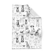 dogs // black and white hand drawn dog illustration cute dogs pet dogs 