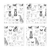 dogs // black and white hand drawn dog illustration cute dogs pet dogs 