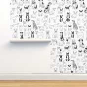 dogs // black and white hand drawn dog illustration cute dogs pet dogs 