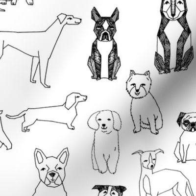 dogs // black and white hand drawn dog illustration cute dogs pet dogs 