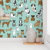 dogs // mint cute pets dog breeds hand drawn illustration dog pattern seamless pattern print