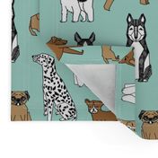 dogs // mint cute pets dog breeds hand drawn illustration dog pattern seamless pattern print