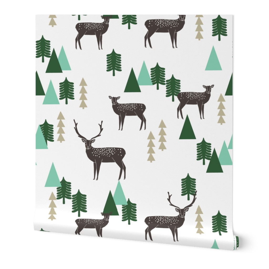 Reindeer Geo Forest - White by Andrea Lauren
