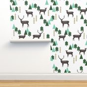 Reindeer Geo Forest - White by Andrea Lauren