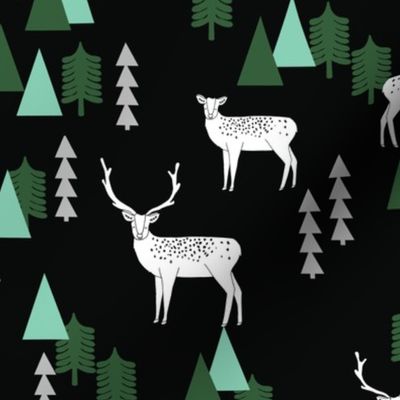 Reindeer Geo Forest - Black by Andrea Lauren