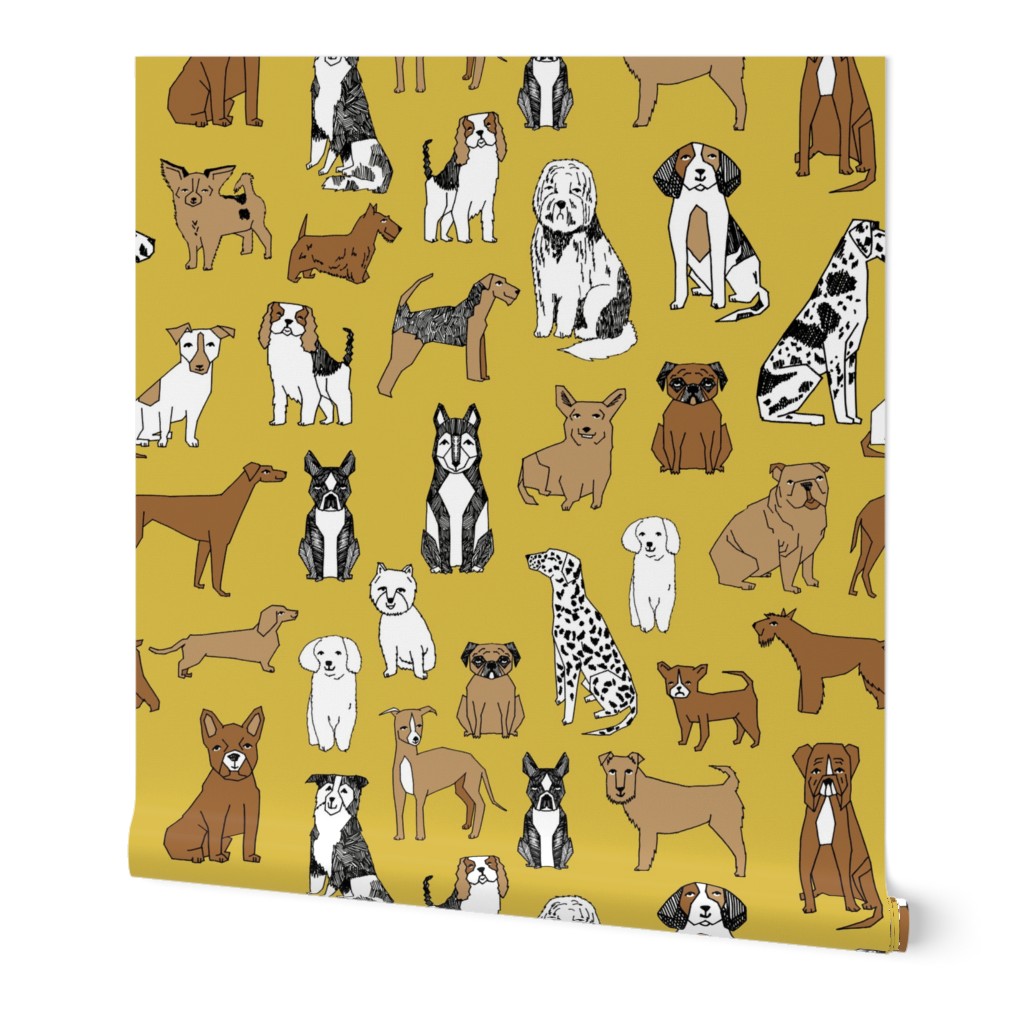 happy dogs // dog pet daschund boston terrier dalmatian cute dogs fabric