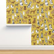 happy dogs // dog pet daschund boston terrier dalmatian cute dogs fabric