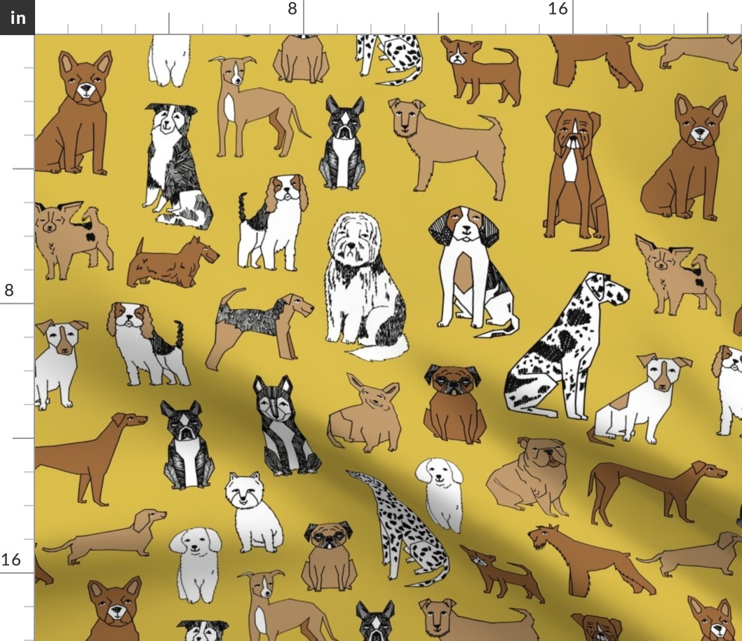 happy dogs // dog pet daschund boston terrier dalmatian cute dogs fabric