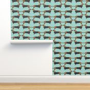 dachshund // mint dog pastel cute dots dog pet breed sausage dog doxie dog illustration pattern for fabric