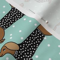 dachshund // mint dog pastel cute dots dog pet breed sausage dog doxie dog illustration pattern for fabric