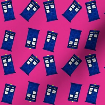 Tiny Police Boxes on Pink