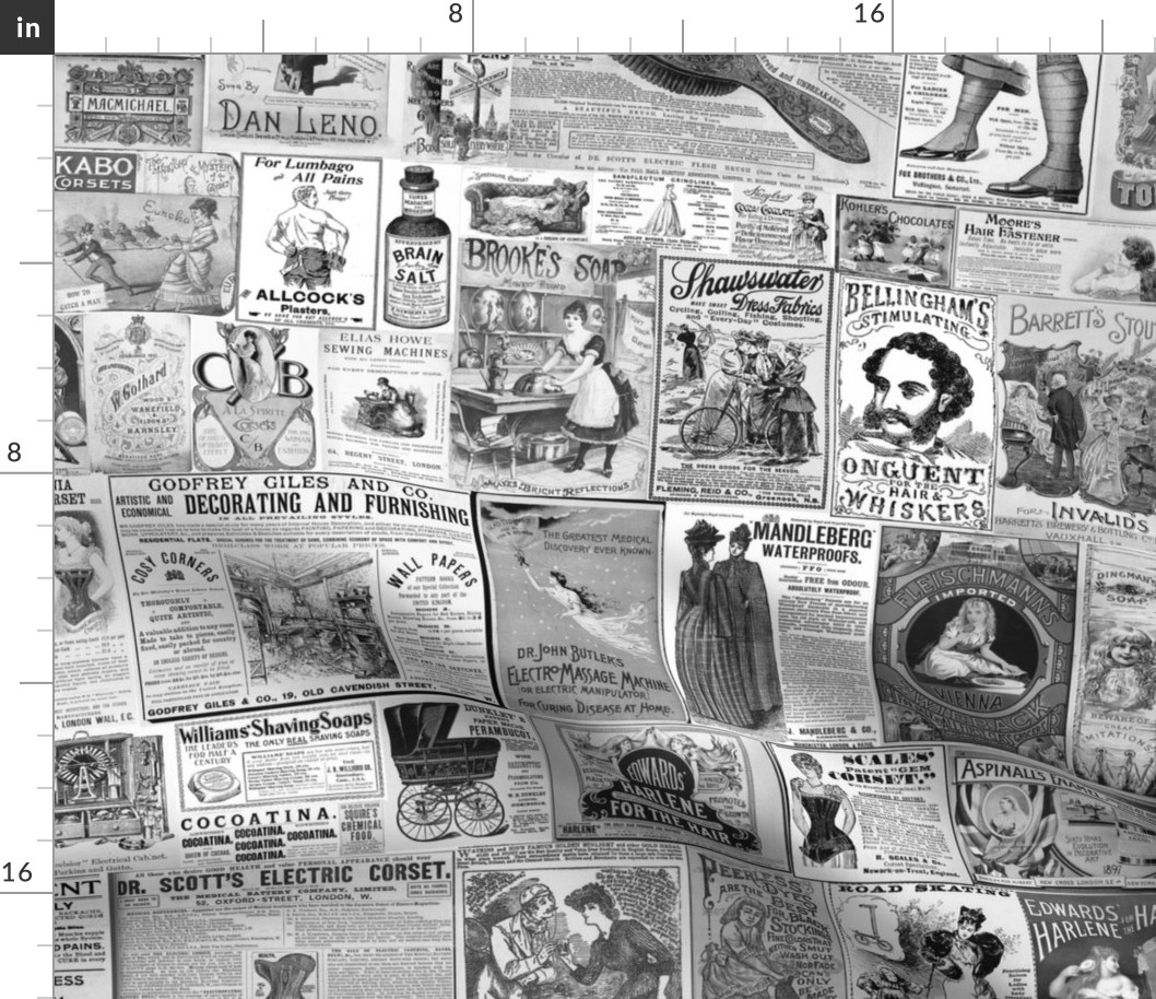 Victorian Newsprint Advertisements - Black and White