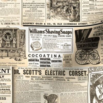 Victorian Newsprint Advertisements - Sepia Tones