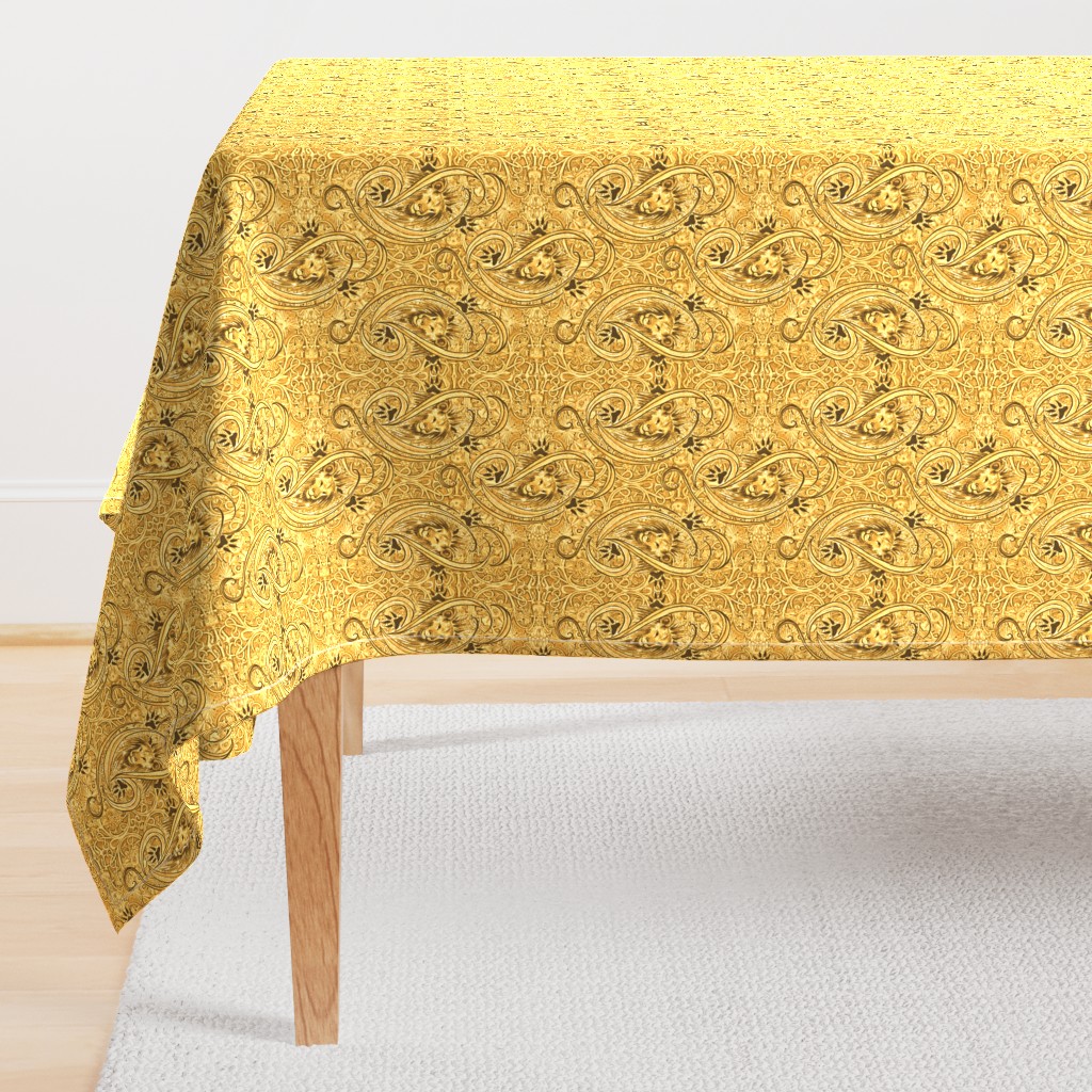 Golden Lions Damask