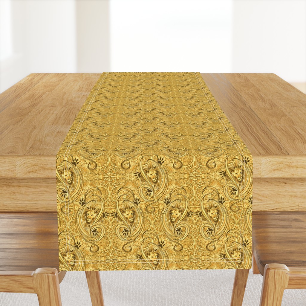 Golden Lions Damask