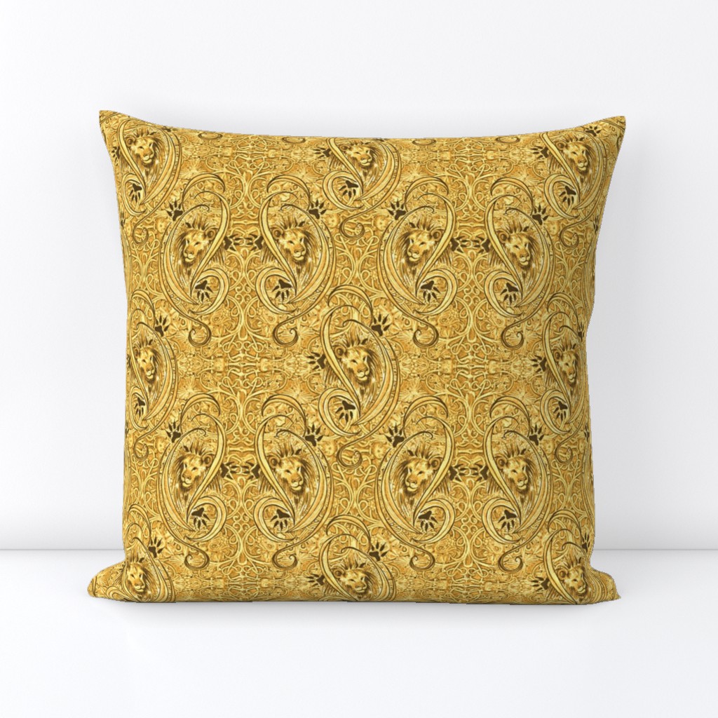 Golden Lions Damask