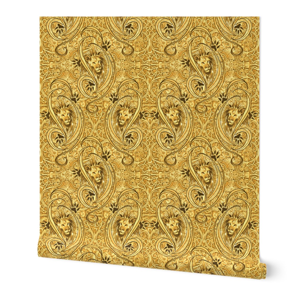 Golden Lions Damask