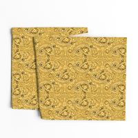 Golden Lions Damask