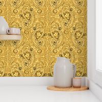 Golden Lions Damask