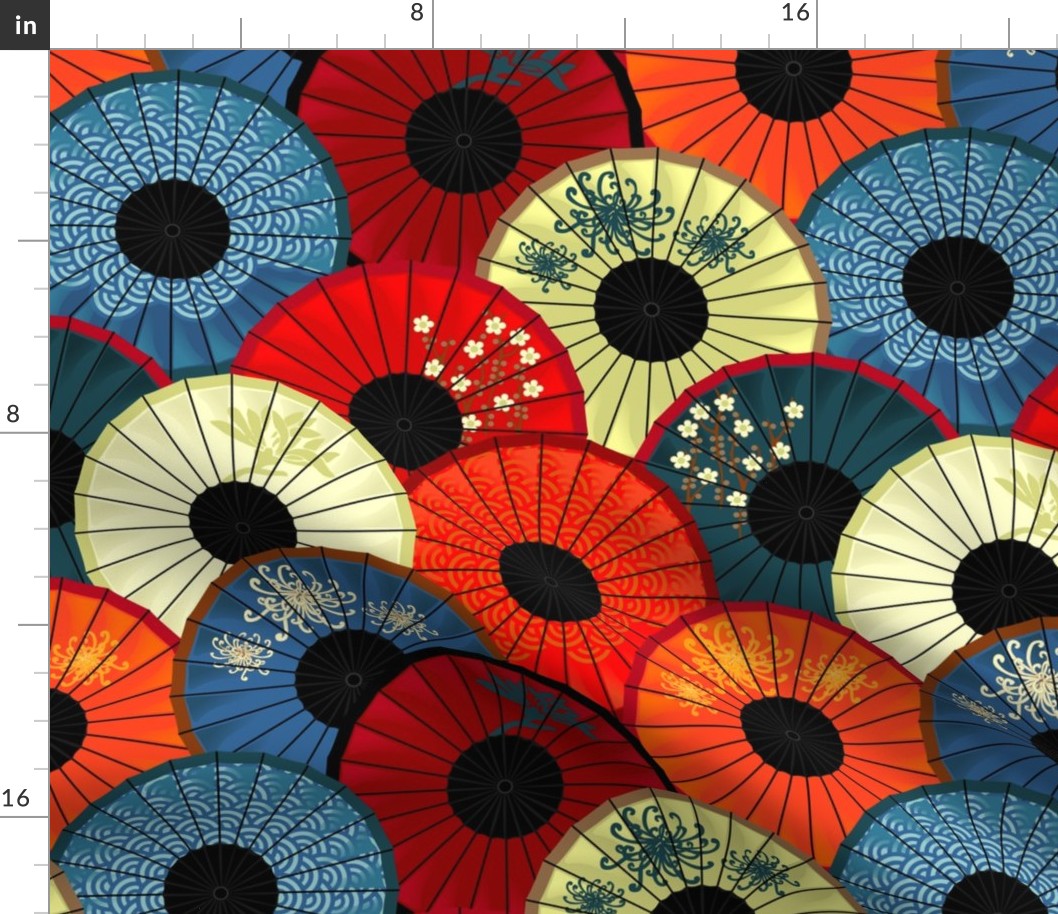 asiático, paraguas, chino, sombrilla, quitasol Tela | Spoonflower