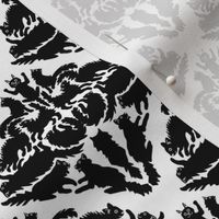 Cat Damask Black and White