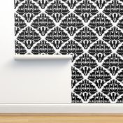 Cat Damask Black and White