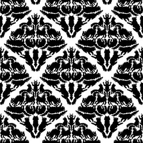 Cat Damask Black and White