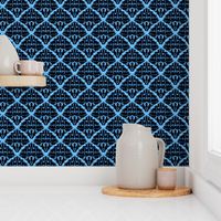 Cat Damask Blue background