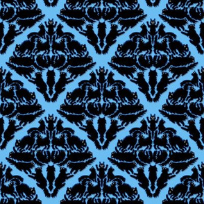 Cat Damask Blue background