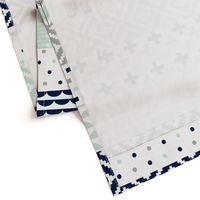 Wholecloth // Cheater Quilt // navy,mint,grey