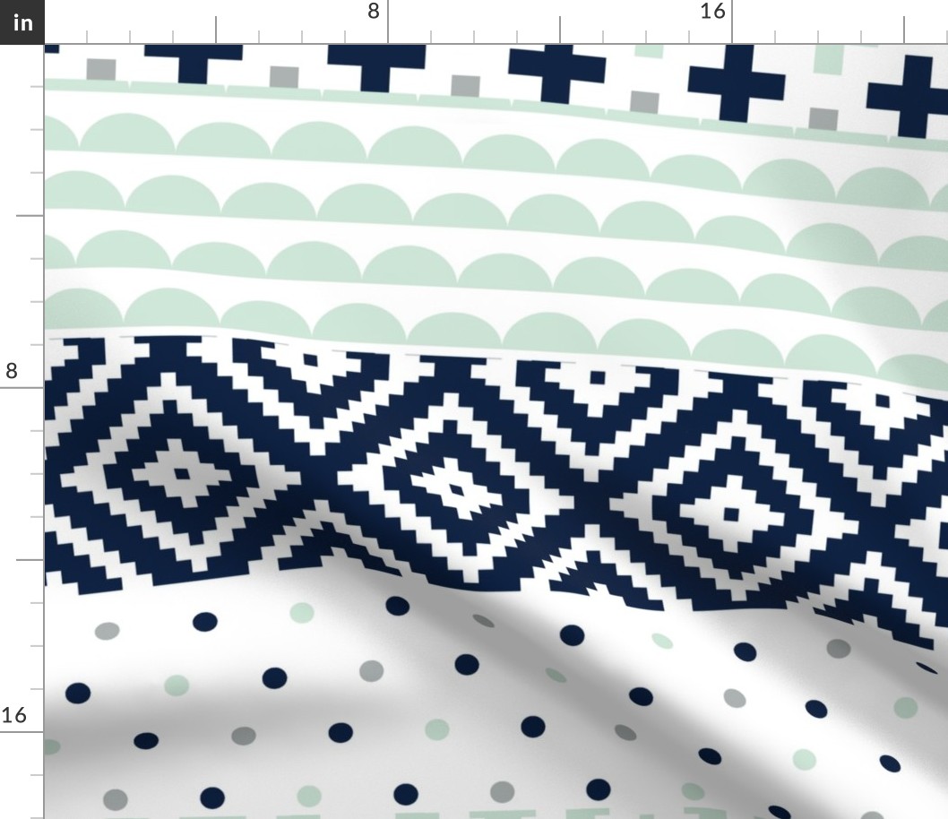 Wholecloth // Cheater Quilt // navy,mint,grey