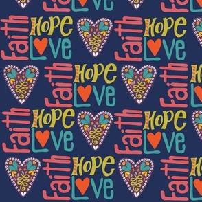 Faith Hope and love word art