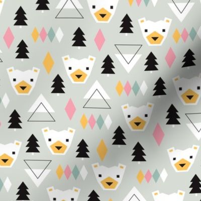 Geometric winter polar bears christmas kids illustration print