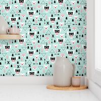 Geometric winter wonderland pastel blue owls christmas kids pattern