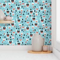 Winter vintage geometric owls and bears illustration kids pattern