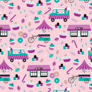 Cute girls candy shop and birthday party kids theme illustration for girls