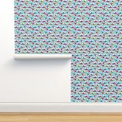 Cute happy camper illustration caravan retro illustration pattern