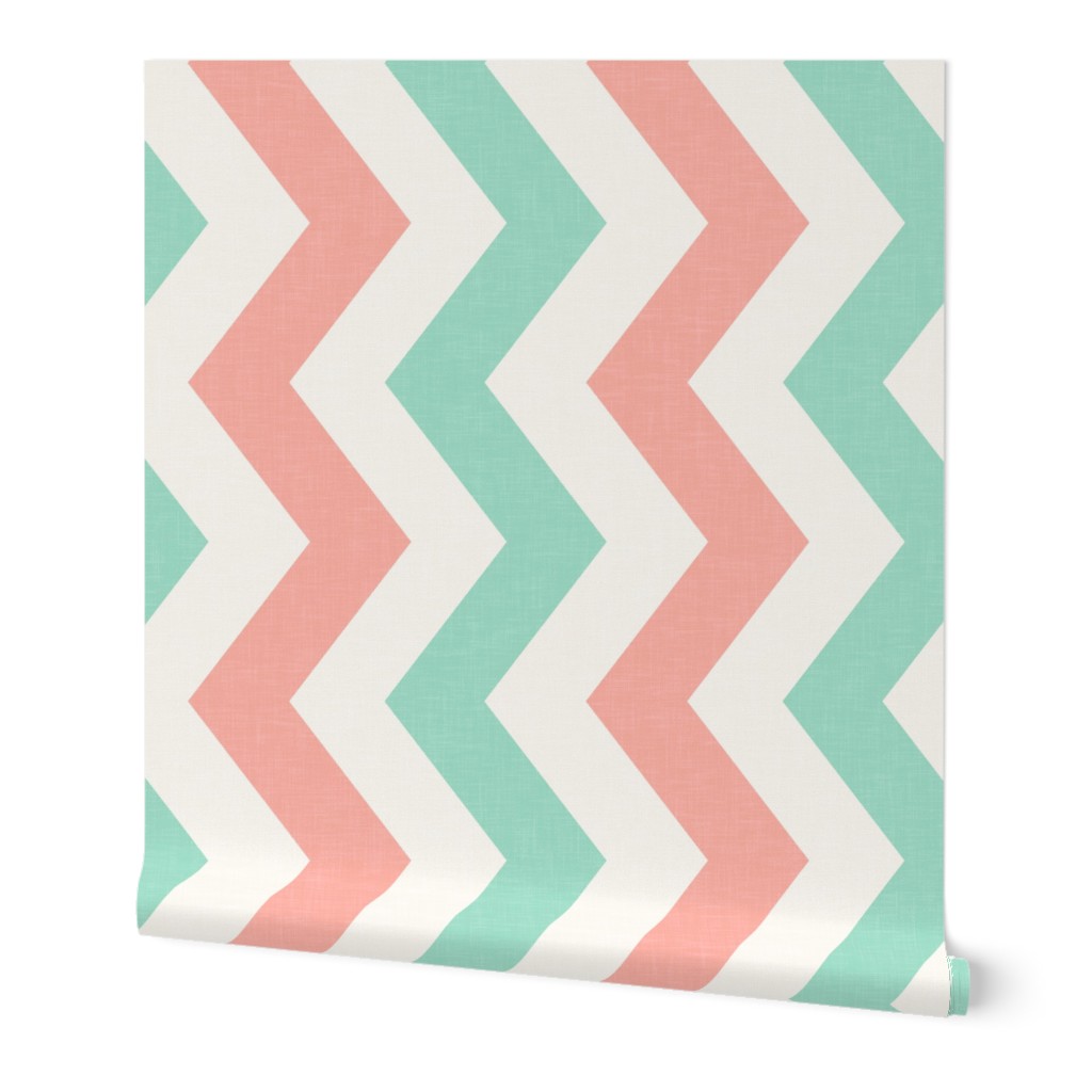 Railroaded Mint and Coral Chevron 