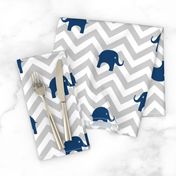 Baby Elephants in Navy and Gray Chevron