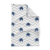 Baby Elephants in Navy and Gray Chevron