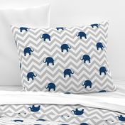 Baby Elephants in Navy and Gray Chevron