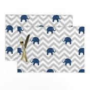 Baby Elephants in Navy and Gray Chevron