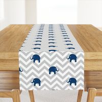 Baby Elephants in Navy and Gray Chevron