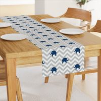 Baby Elephants in Navy and Gray Chevron